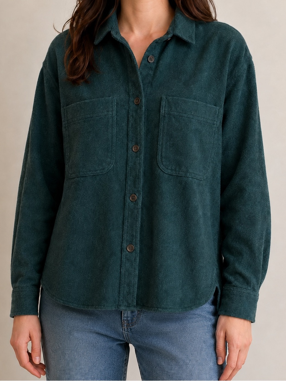 Madewell Dark Forest Green Brushed Cotton Oversized Shacket Size L